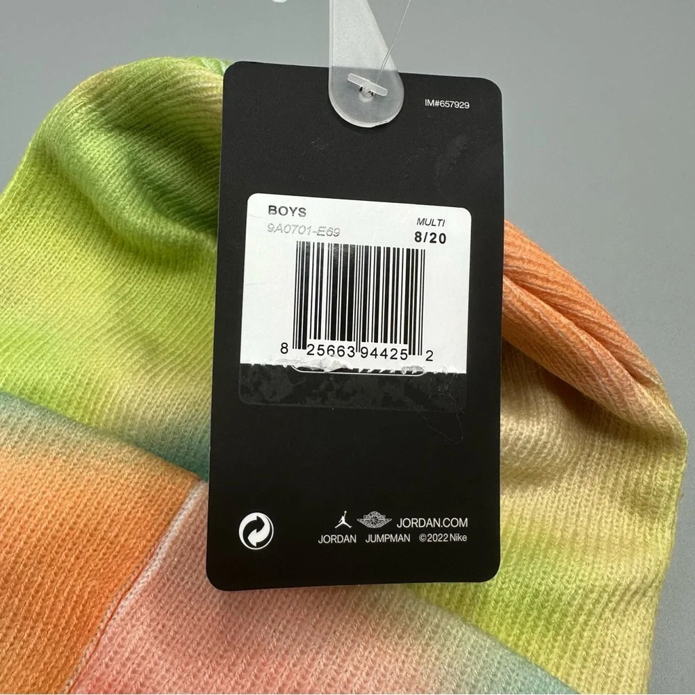 Nike Jordan Tie Dye Knit Warm Beanie Hat Boys Size 8/20 Orange Green